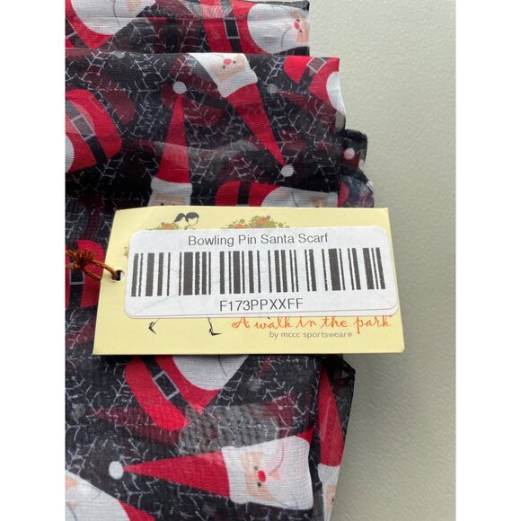 A Walk In The Park MCCC Bowling Pin Santa Scarf OS Christmas Holiday NEW Red - Picture 2 of 6